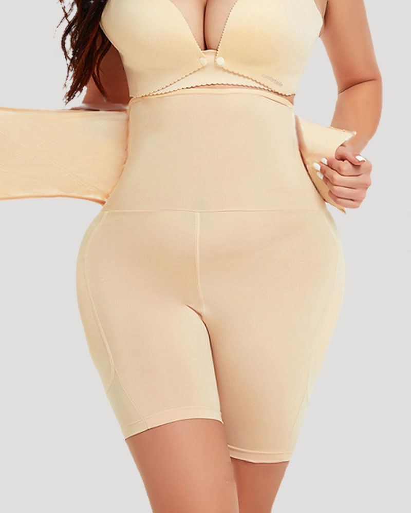 

High Waist Butt Lifting Underwear Tummy Control Hip Padded Panty Thigh Slimmer Body Shapewear, Apricot