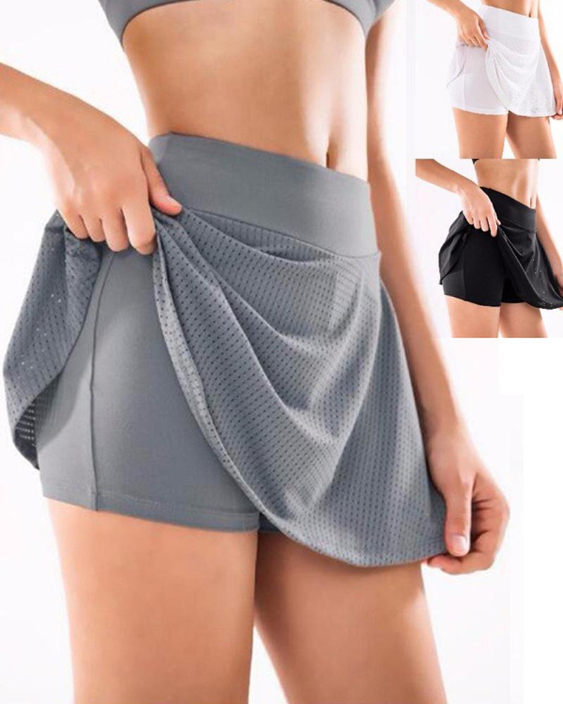 

Cutout High Waist Skorts, Gray