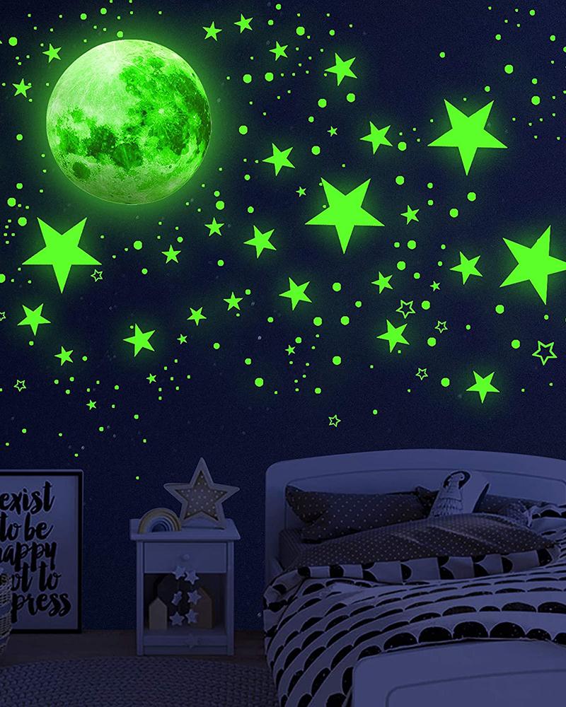 

Glow in The Dark Stars for Ceiling Stars and Moon Wall Decals 435 Pcs Ceiling Wall Decors Perfect for Kids Nursery Bedroom Living Room, Style1