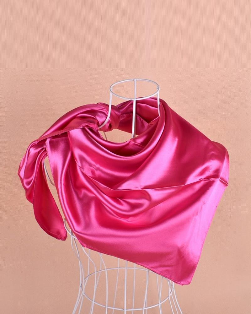 

Plain Satin Square Scarf Headband, Hot pink