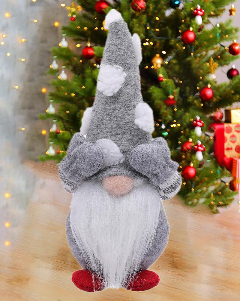 

Christmas Tree Decoration Plush Doll Toys Gnome Christmas Cover the Eyes Ornament, Gray