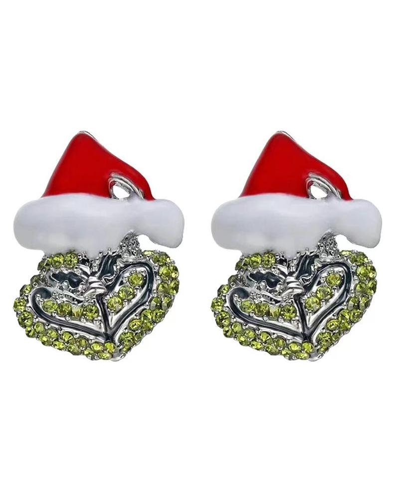 

1Pair Christmas Grinch Shaped Earrings, Red