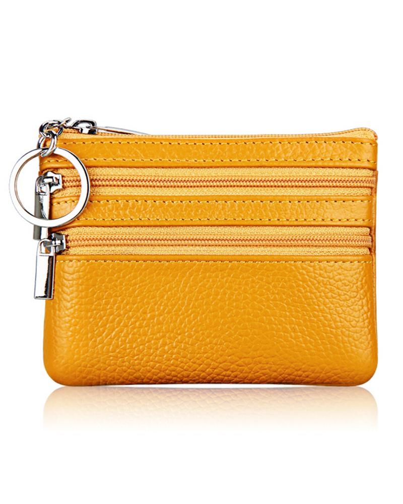 

Women's Leather Zipper Design Wallet Purse, Yellow