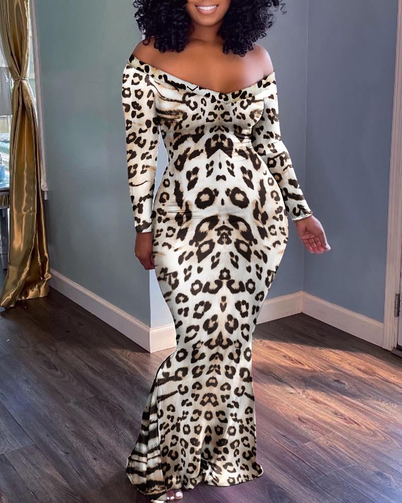 

Leopard Print Off Shoulder Mermaid Dress