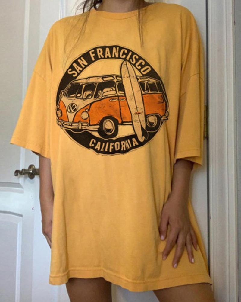 

California Print Tunic T-Shirt, Yellow