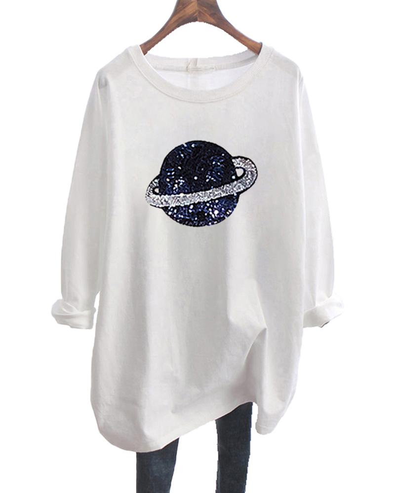

Brief Print Long Sleeve T-shirt, White
