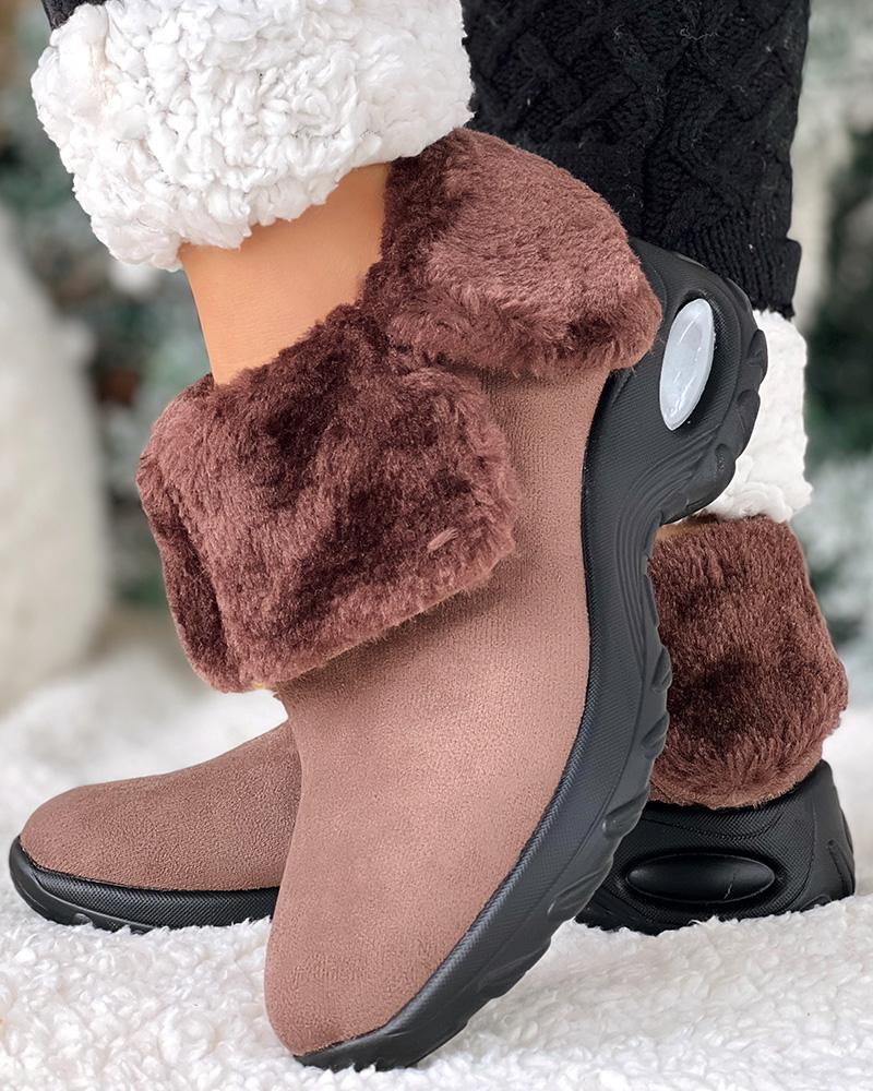 

Leopard Fuzzy Detail Lined Snow Boots, Coffee