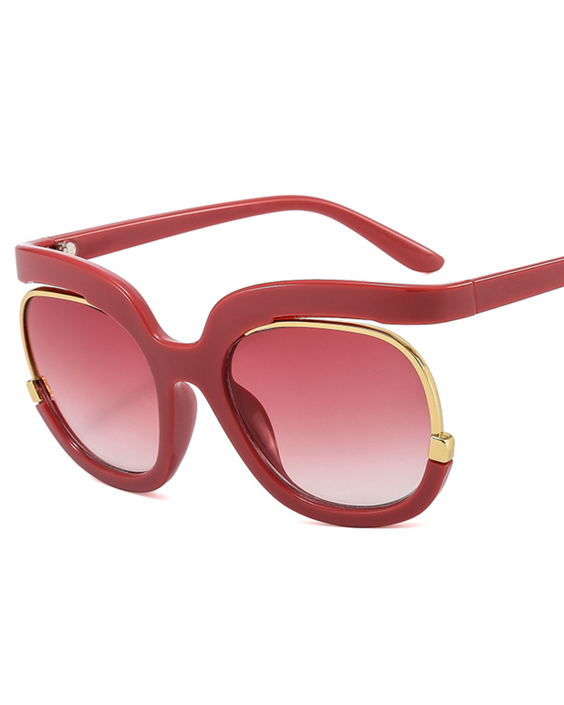 

1Pair Ombre Round Frame Vintage Sunglasses, Pink