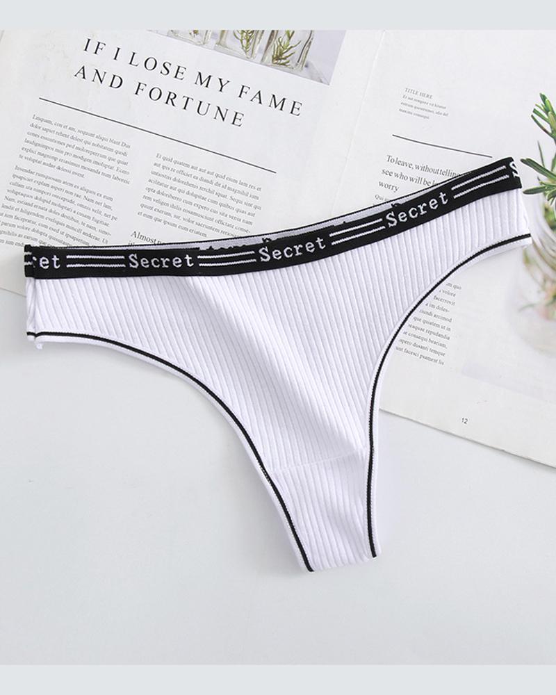 

Ribbed Skinny Low Waist Thong Panties, White