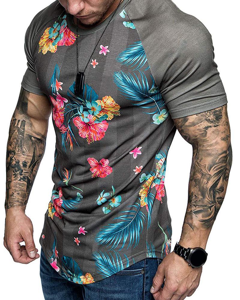 

Muscle Fit T-Shirt, Pink&gray