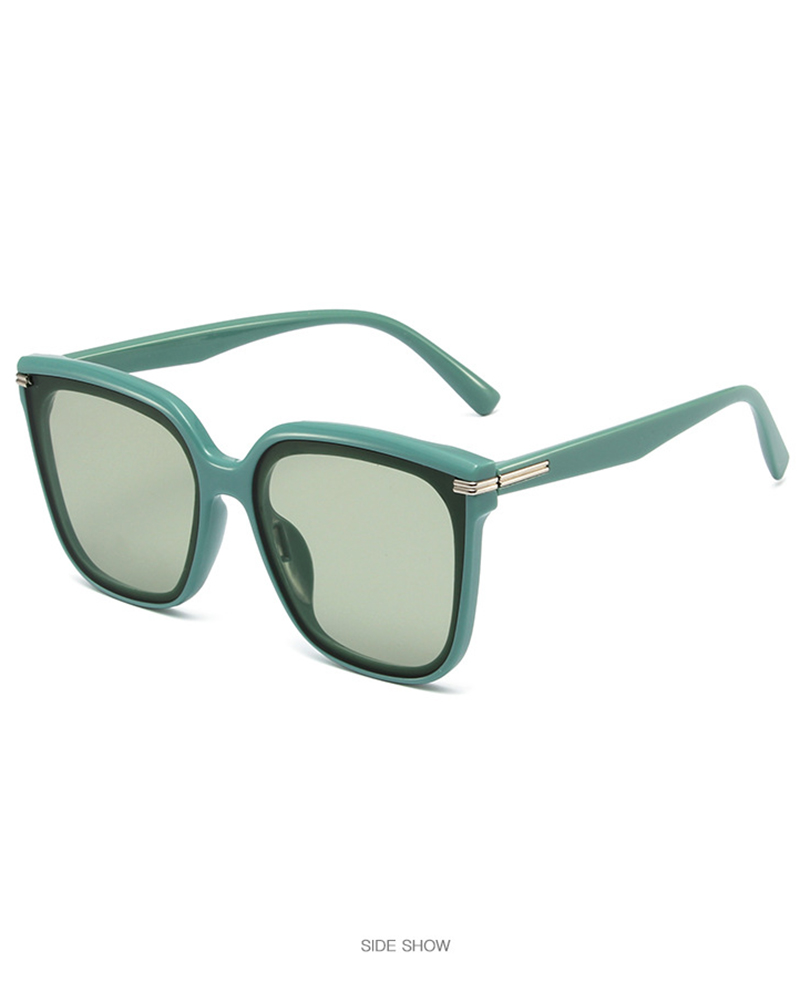 

1Pair Studded Square Frame Sunglasses, Green