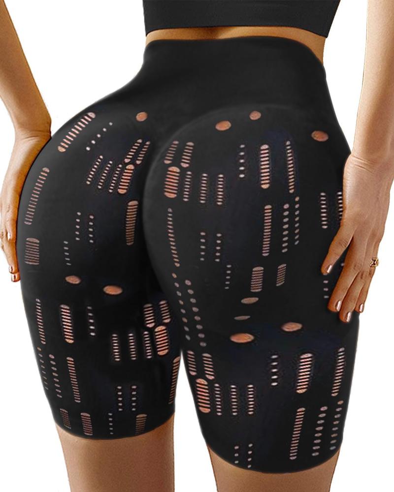 

High Waisted Cutout Shorts, Black