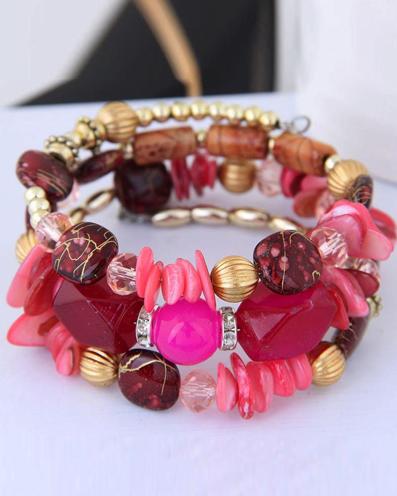 

1pcs Bohemian Asymmetrical Stone Beaded Bracelet, Style5