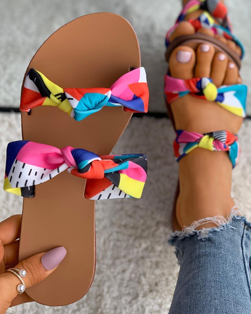 

Colorblock / Tie Dye Print Twisted Slide Slippers, Multicolor