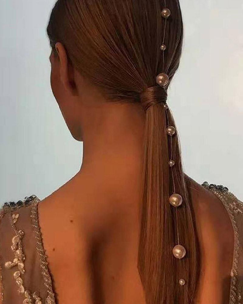 

Beaded Chain Hair Accessories, Gold
