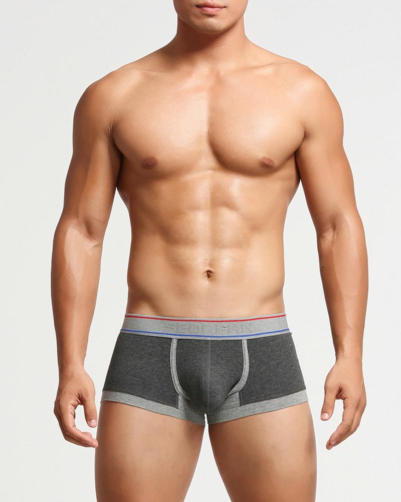 

Color Block Splicing Letter Print Low Waist Skinny Underpants, Dark grey