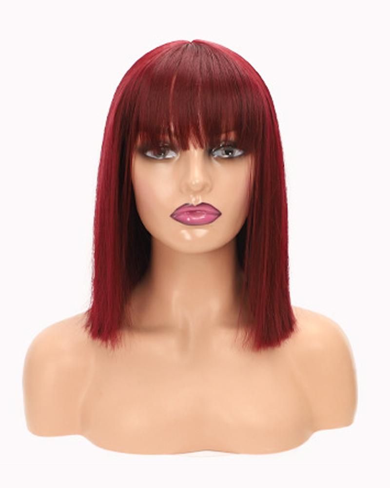 

12Inch Short Straight Hair Wig Natural Looking Synthetic Bob Wigs With Bangs, Style7