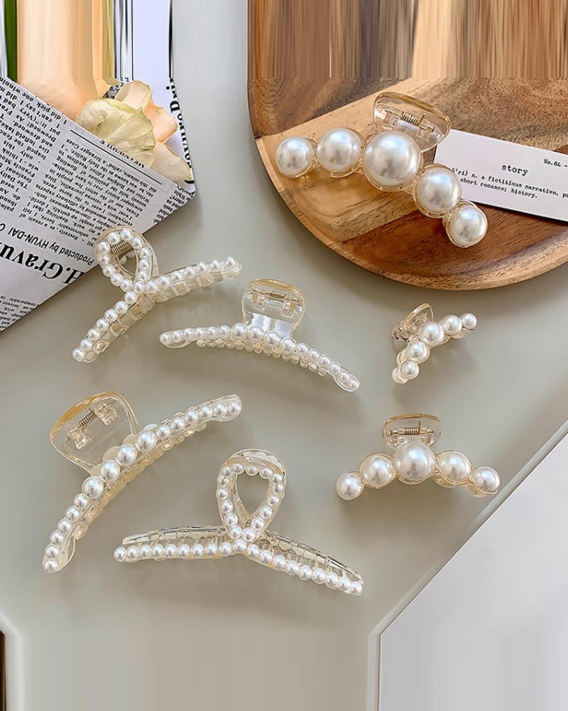 

1pc Pearls Decor Minimalist Hair Claw, Style1