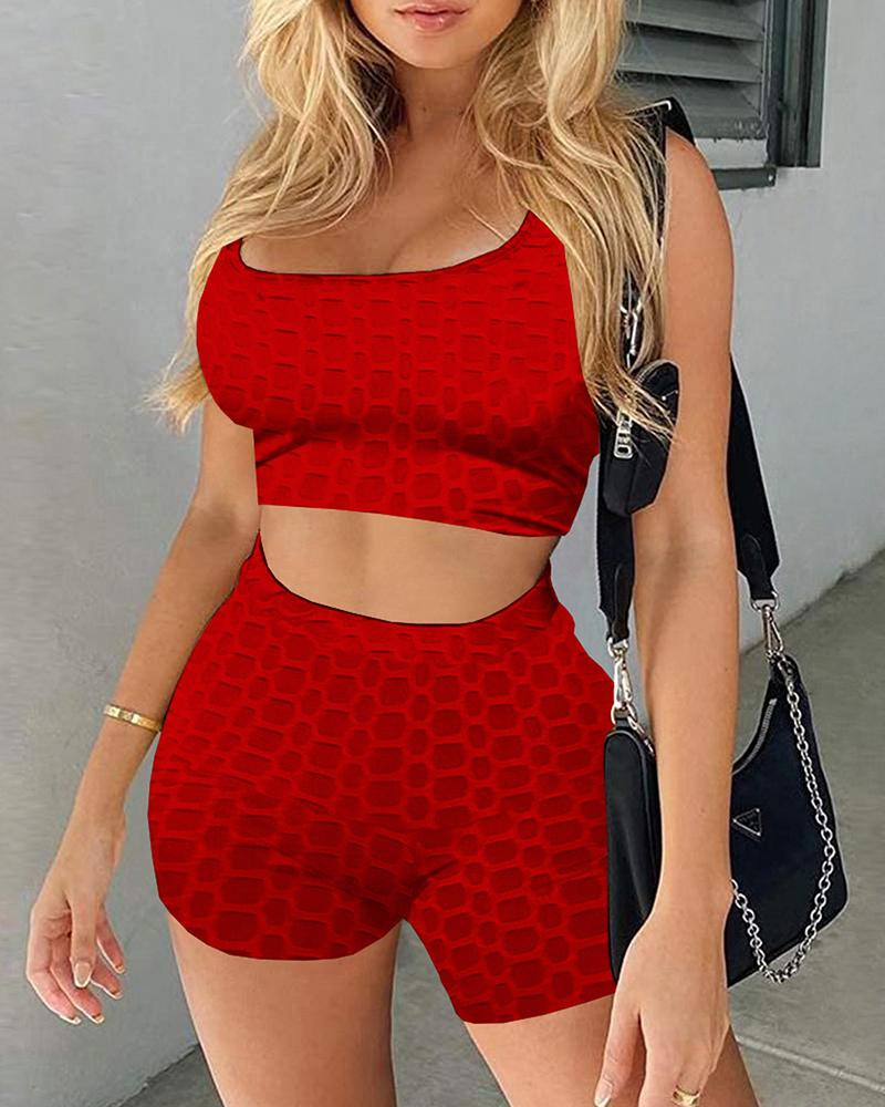 

Bubble Textured High Waist Butt Lifting Active Sets, Red