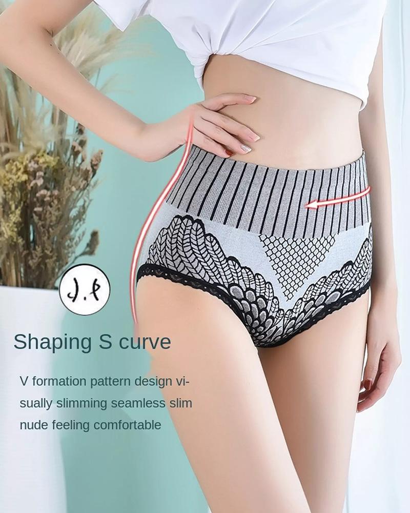 

High Waist Hip Lift Body Sculpting Panties Antibacterial Menstrual Crotch Seamless Underwear, Gray