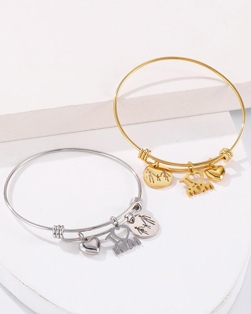 

Mother's Day Letter Heart Coin Pendant Bracelet, Gold