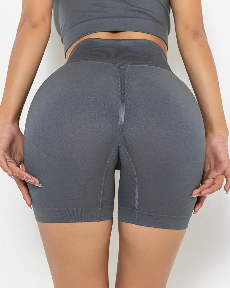 

High Waist Tummy Control Scrunch Butt Active Shorts, Dark grey
