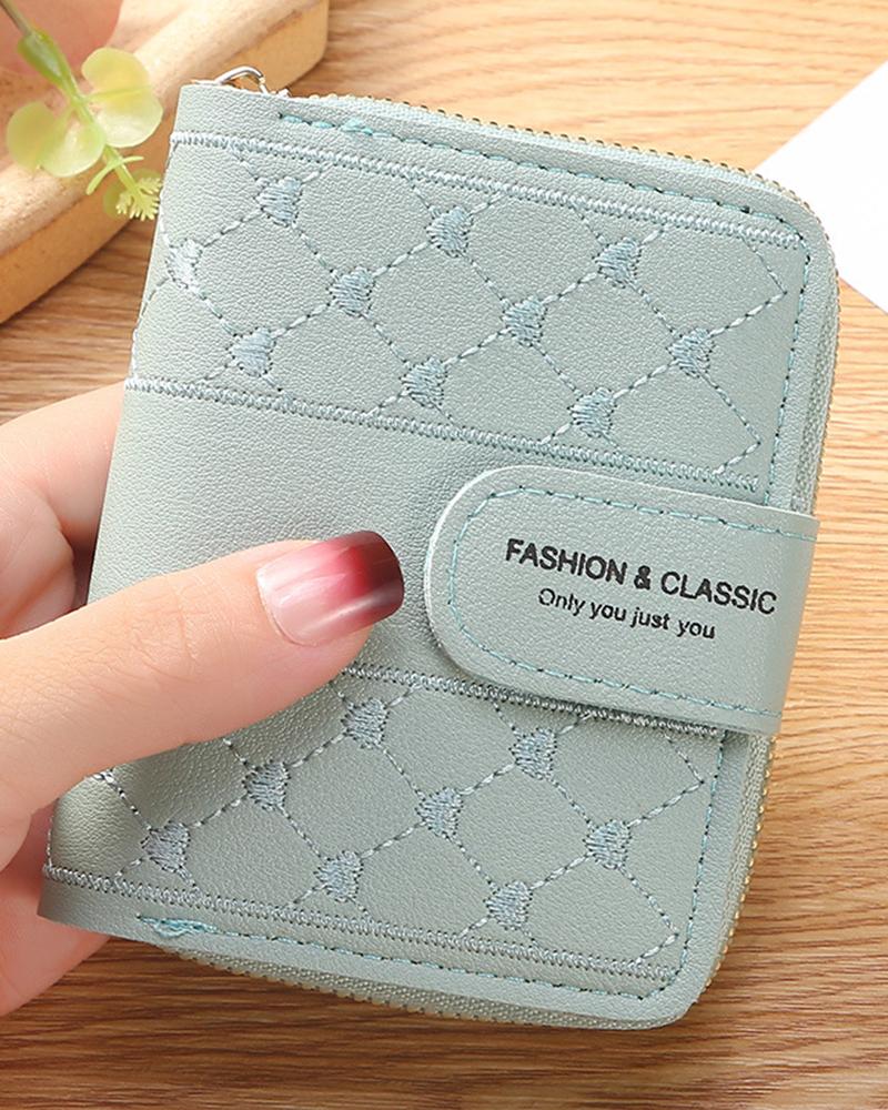 

Heart Embroidery Purse Clutch Organizer, Green