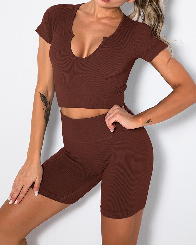 

High Waist Butt Lift Active Set, Dark brown
