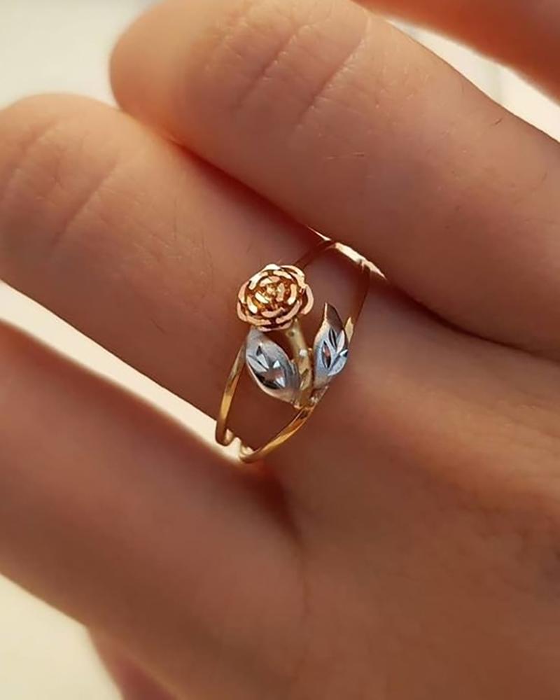 

1pc Rose Shaped Retro Ring, Gold