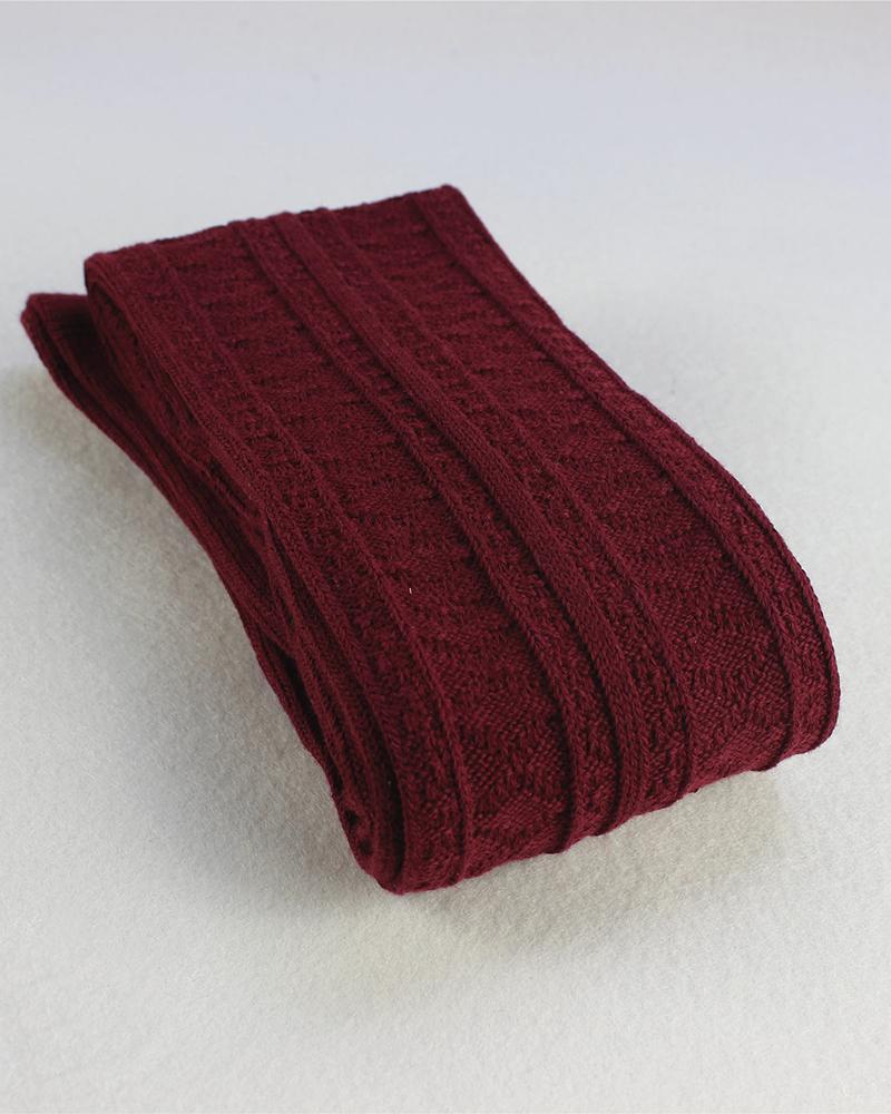 

1Pair Braided Knit Thigh Socks, Wine red