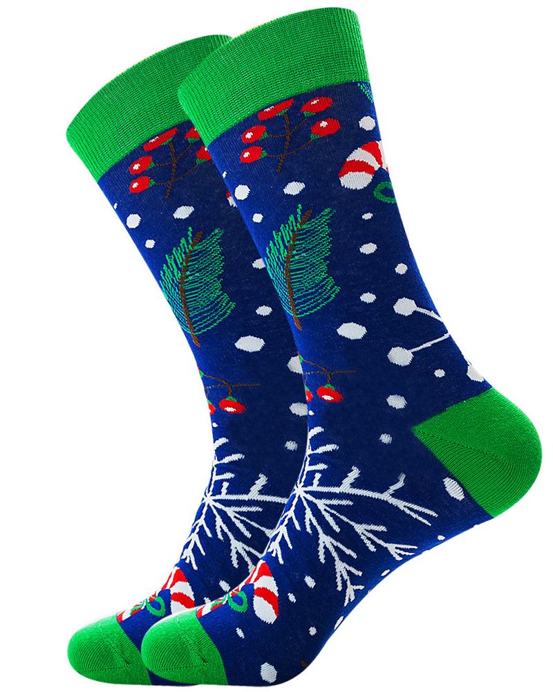 

Christmas Mixed Print Men Socks, Blue