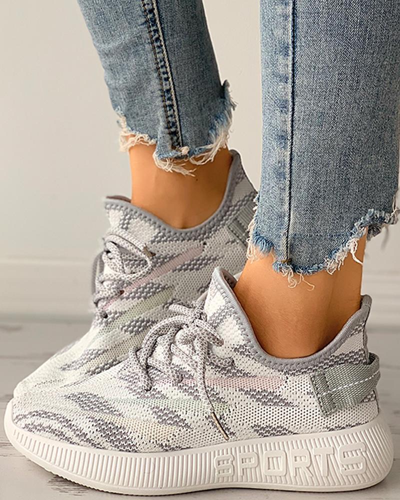

Colorblock Lace-up Breathable Casual Sneaker, Gray