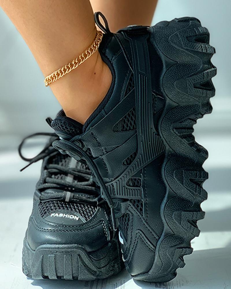 

Lace-up Front Casual Muffin Sneaker, Black