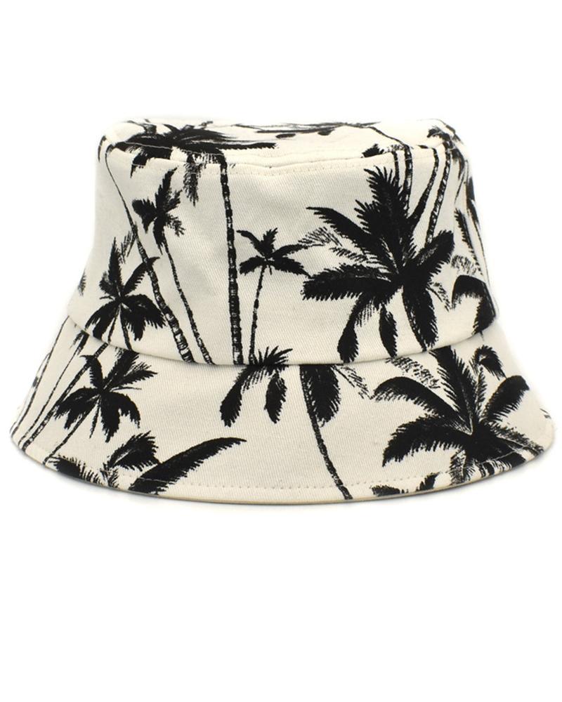 

Coconut Tree Print Bucket Hat, Black