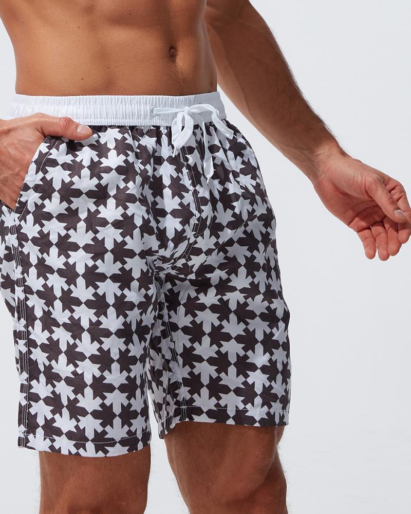 

Floral Print Drawstring Swim Short Pants, Style7
