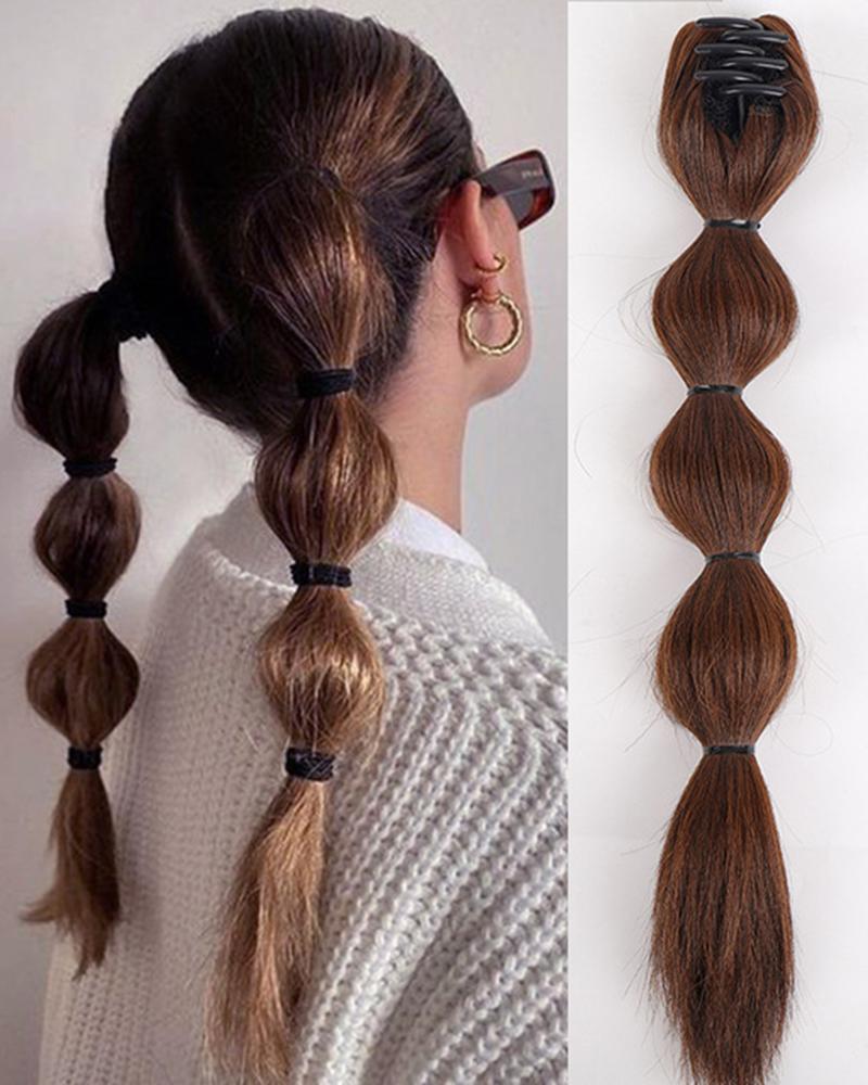 

1pc Heat Resistant Synthetic Puff Bubble Ponytail Extension With Grip Hair Claw, Style3