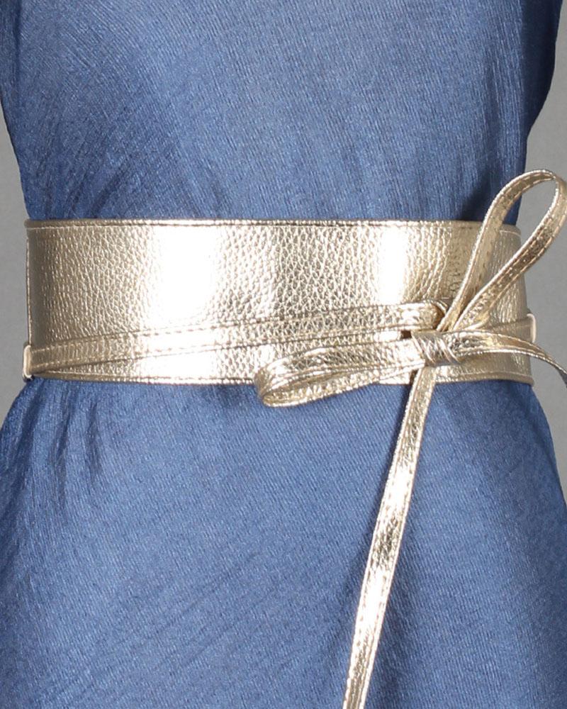 

1pc Minimalist Knot Decor Wide Band Belt, Silver