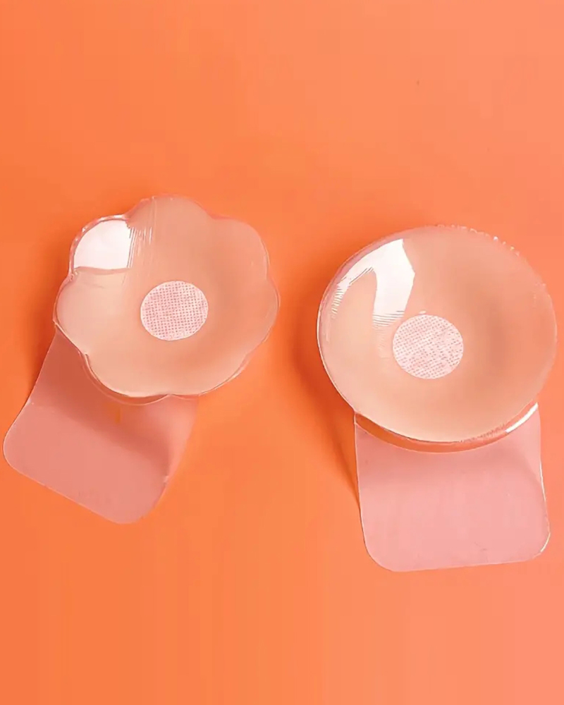 

1Pair Breast Lift Reusable Self-Adhesive Invisible Flower Round Silicone Nipple Covers, Style2