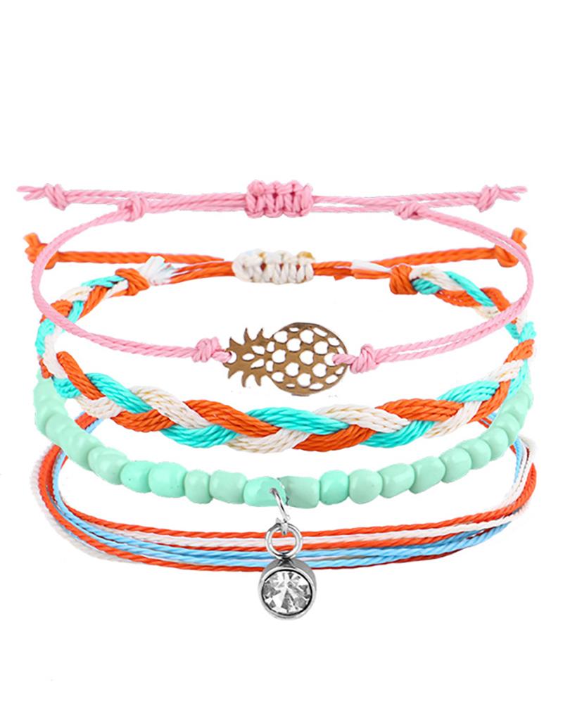 

4pcs Bohemian Star Shell Fruit Daisy Pattern Beaded Clan Bracelets, Style5