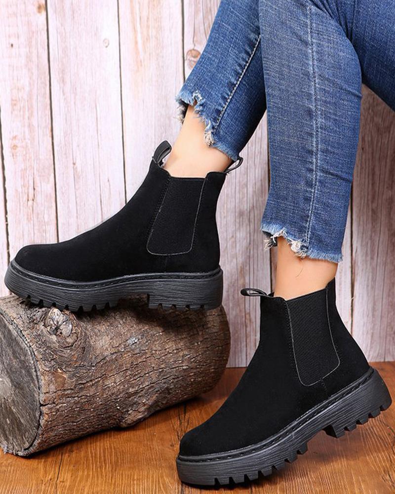 

Contrast Paneled Lined Martin Boots, Black