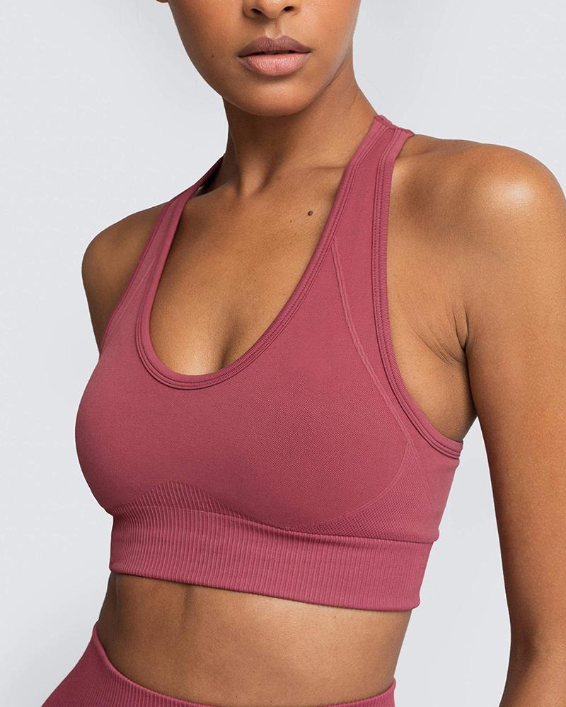 

Sleeveless Plain Skinny Sporty Bras, Red