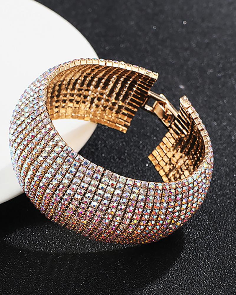

Glitter Studded Magnetic Buckle Bracelet, Gold
