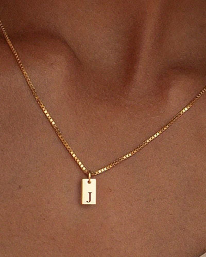 

1pc Alphabet Letter Engraved Pendent Necklace, Style10