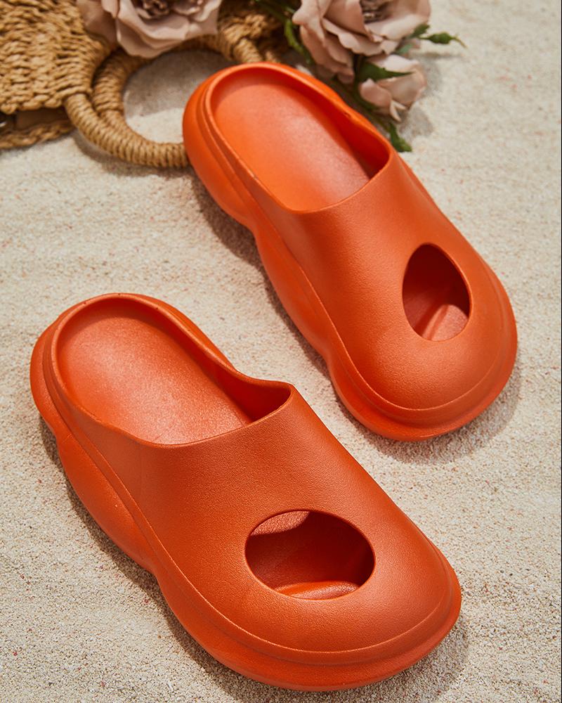 

Plain Cutout Round Toe Clogs, Orange