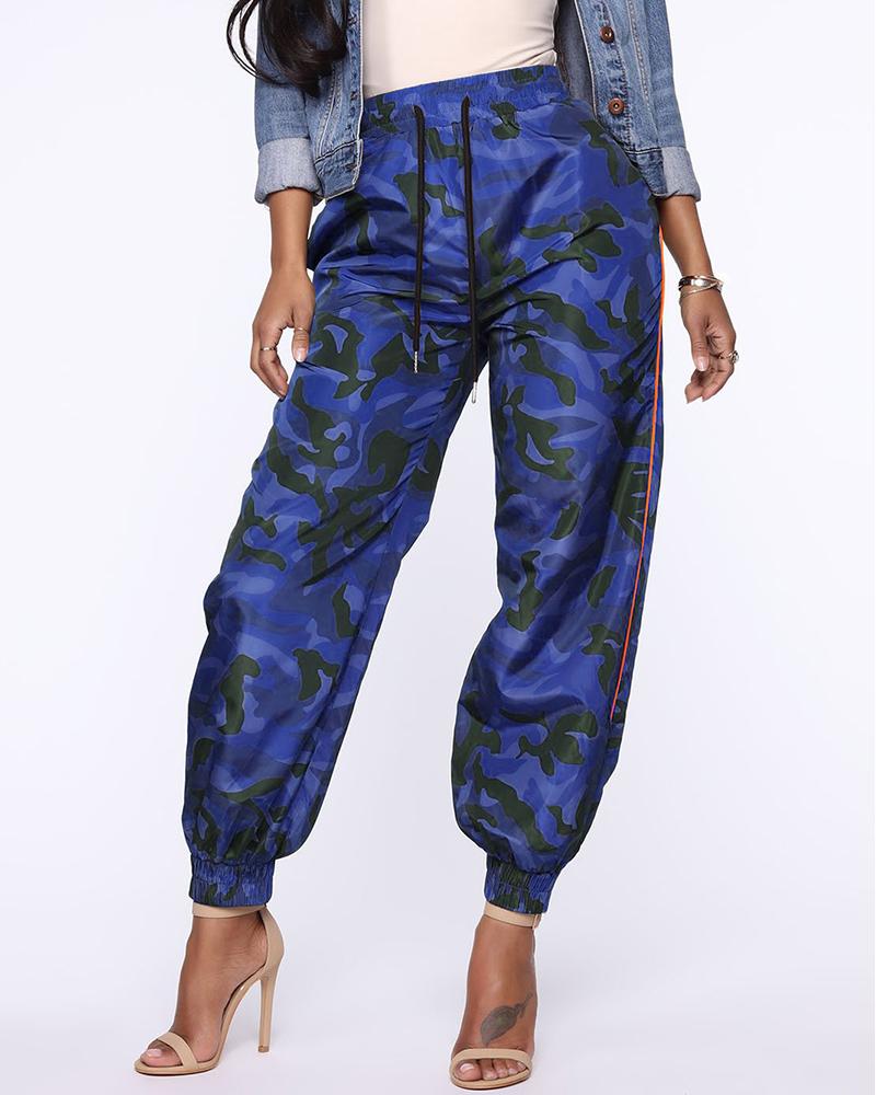 Camouflage Print High Waist Harem Pants