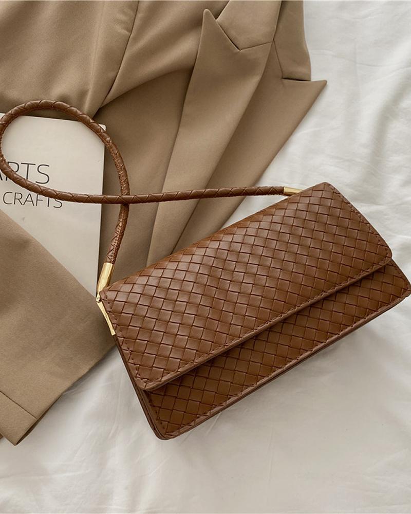 

Braided Shoulder Handbag, Brown