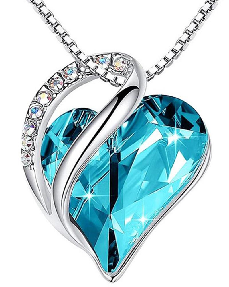 

1pc Mother's Day Heart Shaped Pendant Necklace, Blue