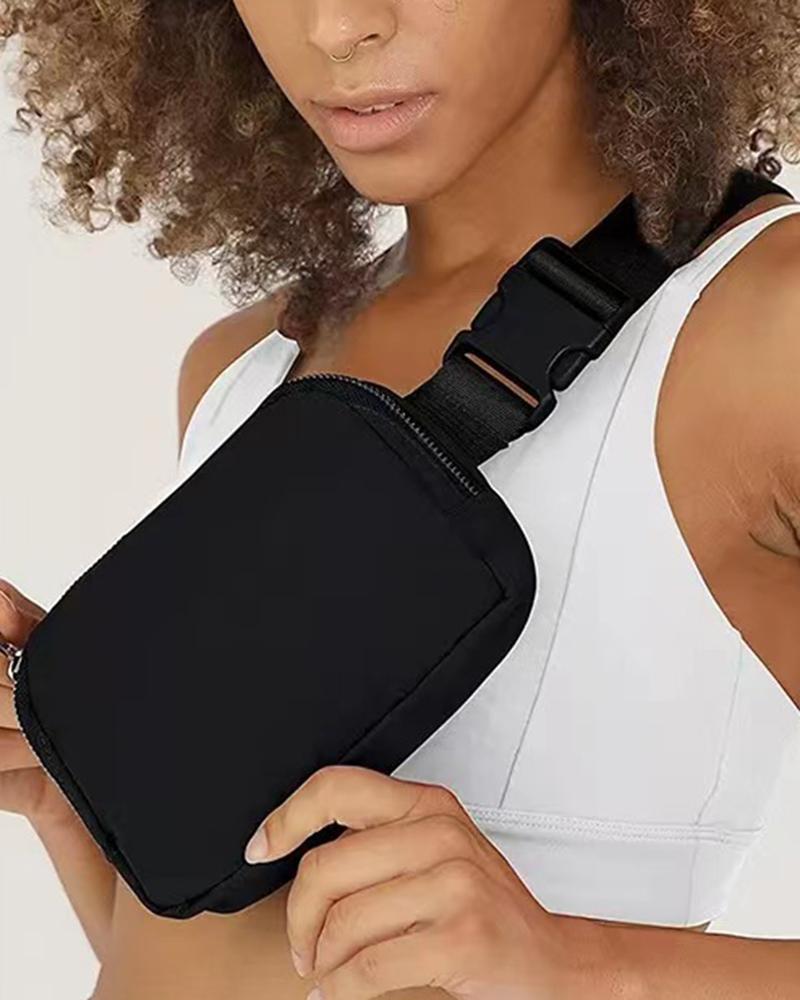 

Women's Fanny Pack Zipper Design Yoga Crossbody Belt Bag, Black