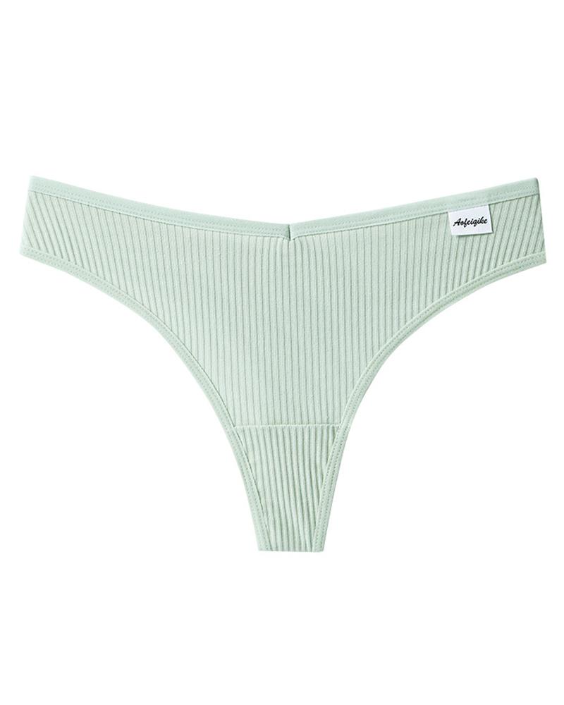 

Skinny Low Waist Solid Color Panties, Green