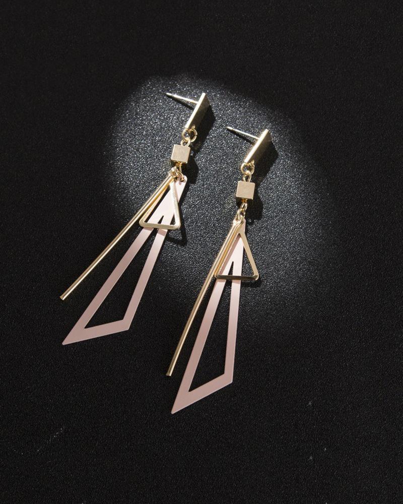 

1Pair Triangle Shaped Drop Earrings, Pink